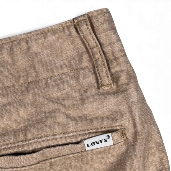 Levis Cargo Shorts Mens 36 Brown Cotton Khaki Canvas Baggy Safari White Tab - Picture 6 of 8